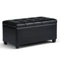 Midnight Black Storage Ottoman Bench G584