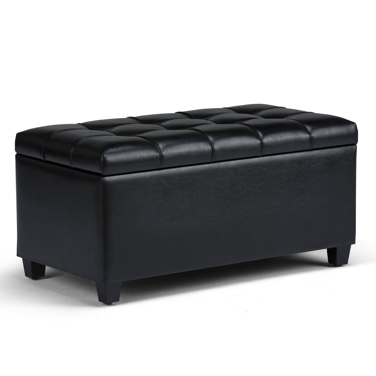 Midnight Black Storage Ottoman Bench G584