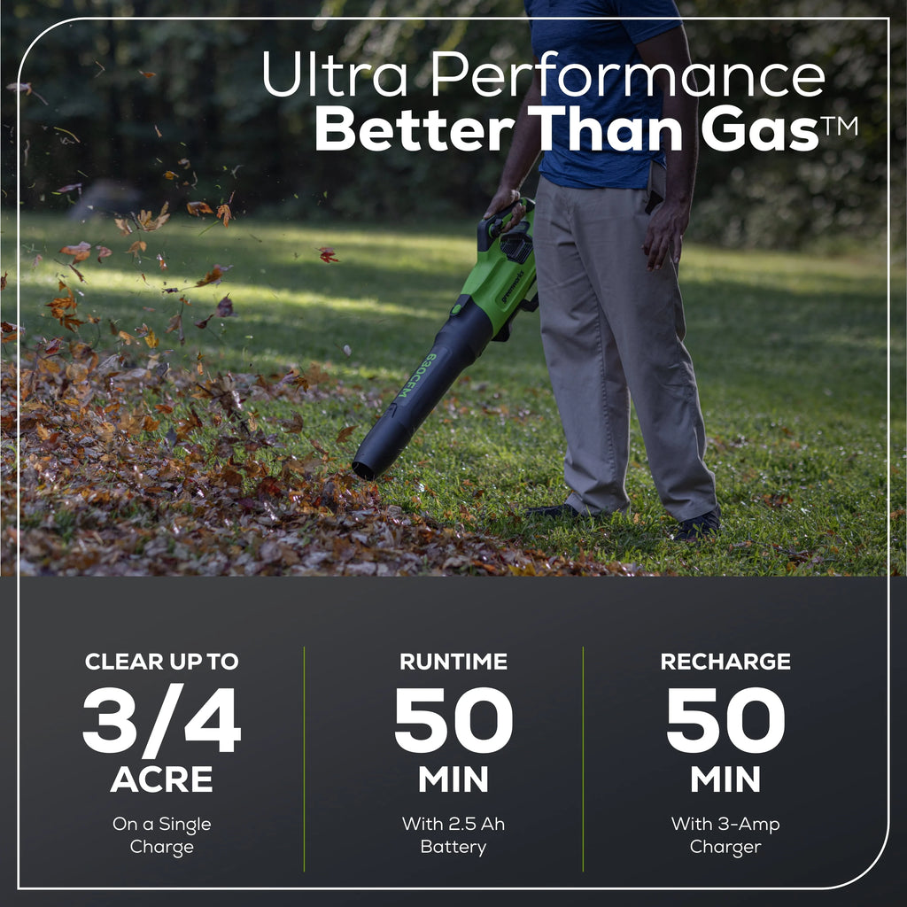 60V 630 CFM 170 MPH Leaf Blower with 2.5 Ah Battery & 3 Amp Charger Z21564