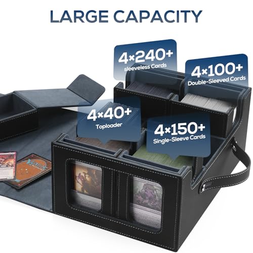 Black & Purple Trading Card Storage Box with 4 Toploaders, 4 Stoppers, 4 Dividers C4602