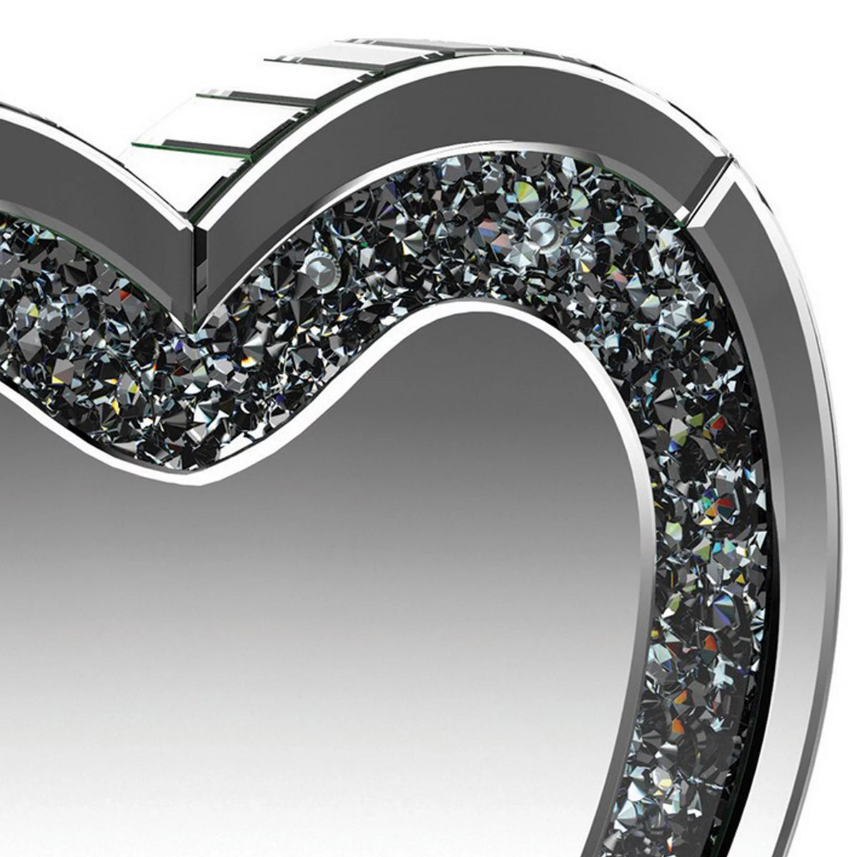 20 Inch Heart Crystal Trim Glass Vanity Mirror T4146