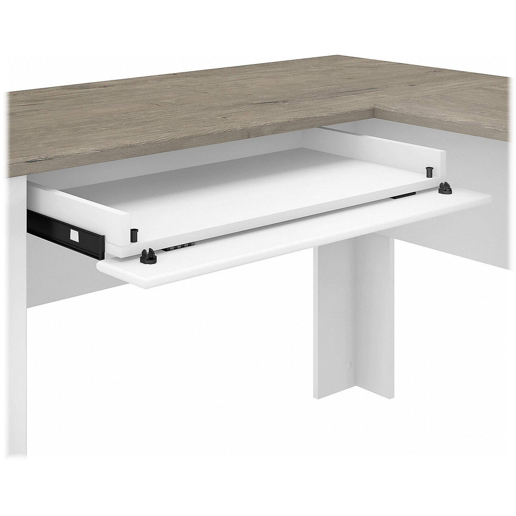 Gray L Shaped Desk with Storage Cabinet and File Drawer D376596