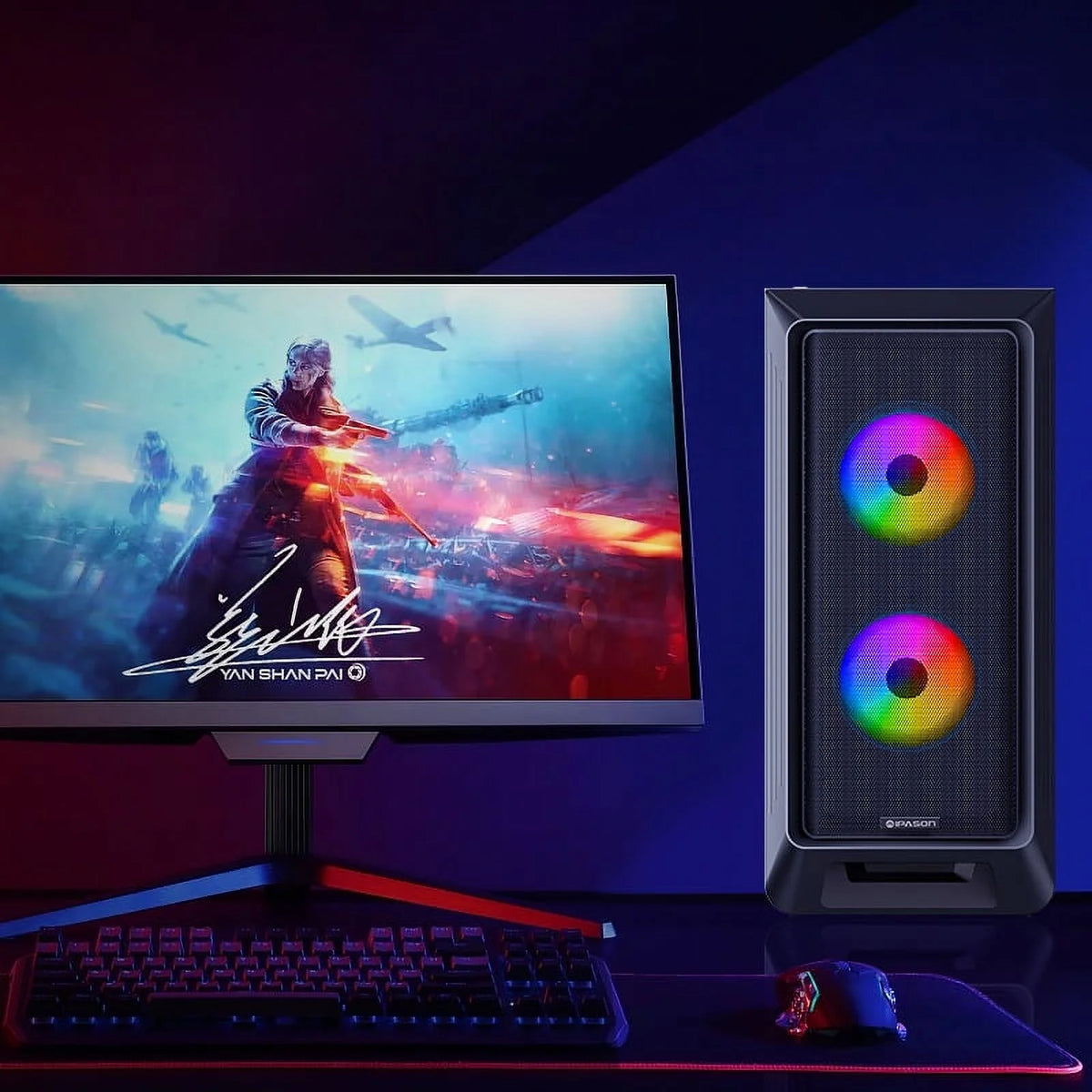 Black Gaming Desktop Intel Core i5-13400F RTX 4060 16GB DDR5 1TB M.2 NVMe Gen3 RGB Fan Cooling 650W 80+ Gold Wifi Windows 11 Home O5525