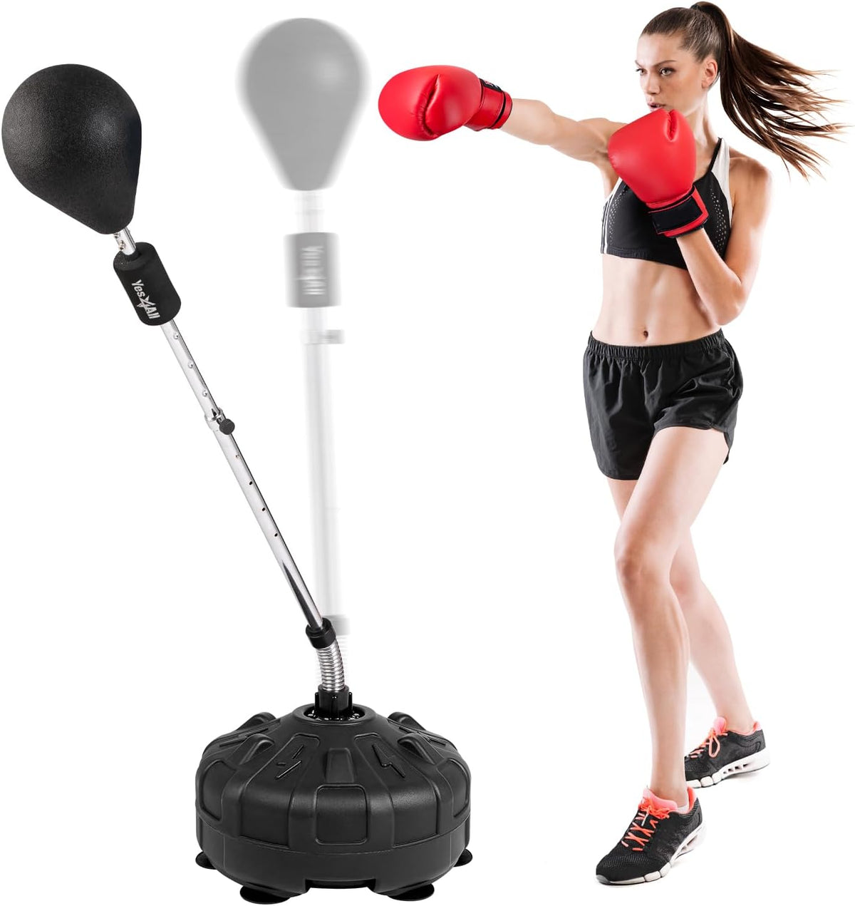 Punching Bag with Stand, Adjustable Height, PU Leather Speed Reflex Ball L22993