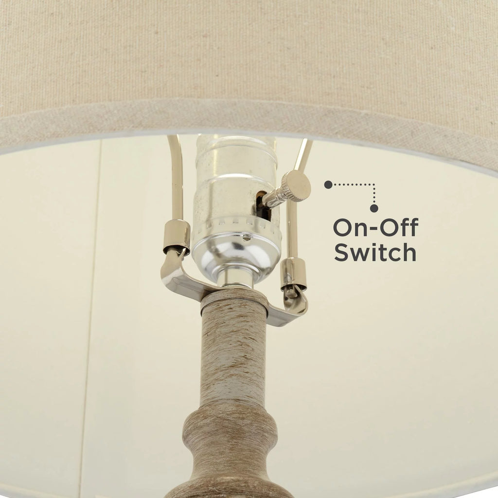 Country Cottage Table Lamps Set of 2 Light Oak Orb Cage Oatmeal Drum Shade N677
