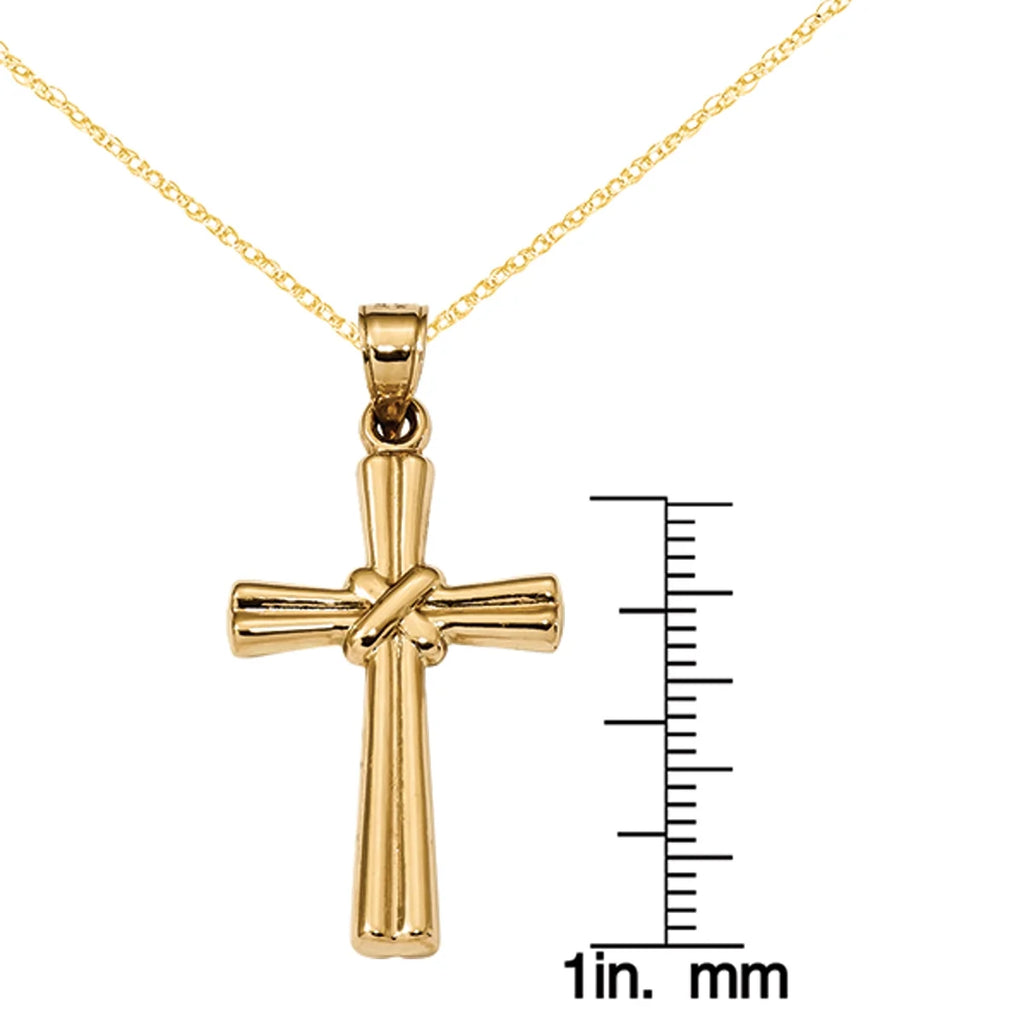 14 Karat Yellow Gold Hollow Cross Pendant with 18-inch Chain H22920
