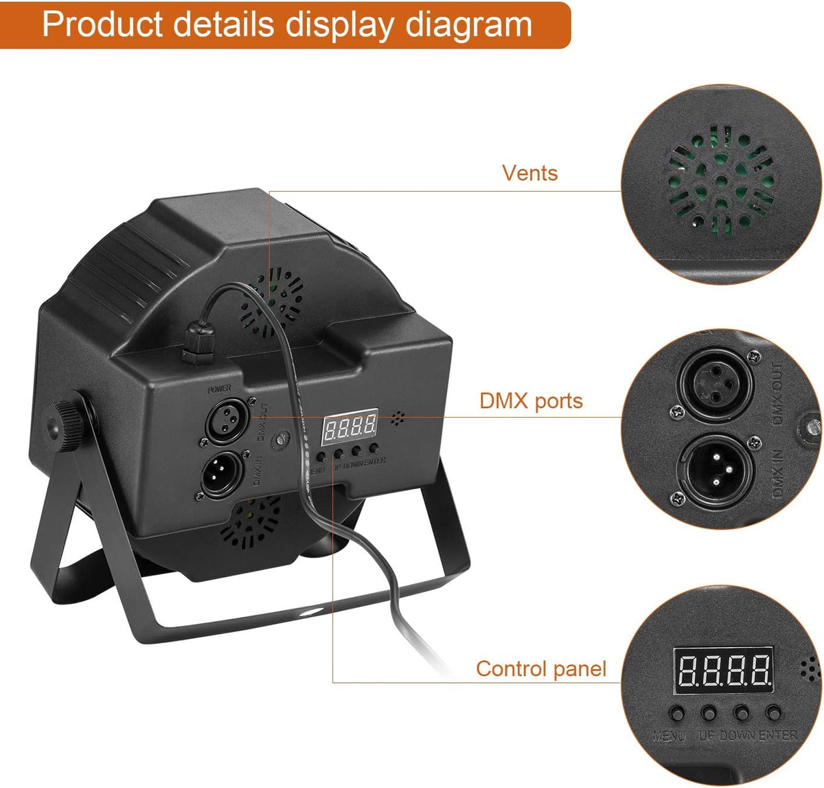 36 LED RGB Stage Lights with Remote 8 Pack Z702