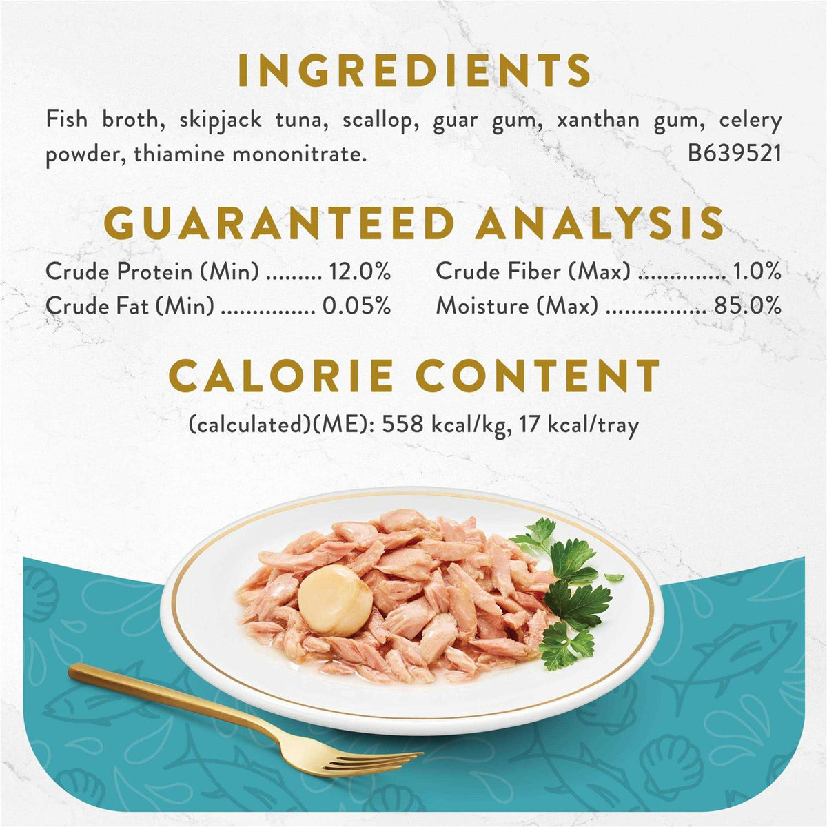 Wet Cat Food Complement Light Meat Tuna with Scallop Topper F989