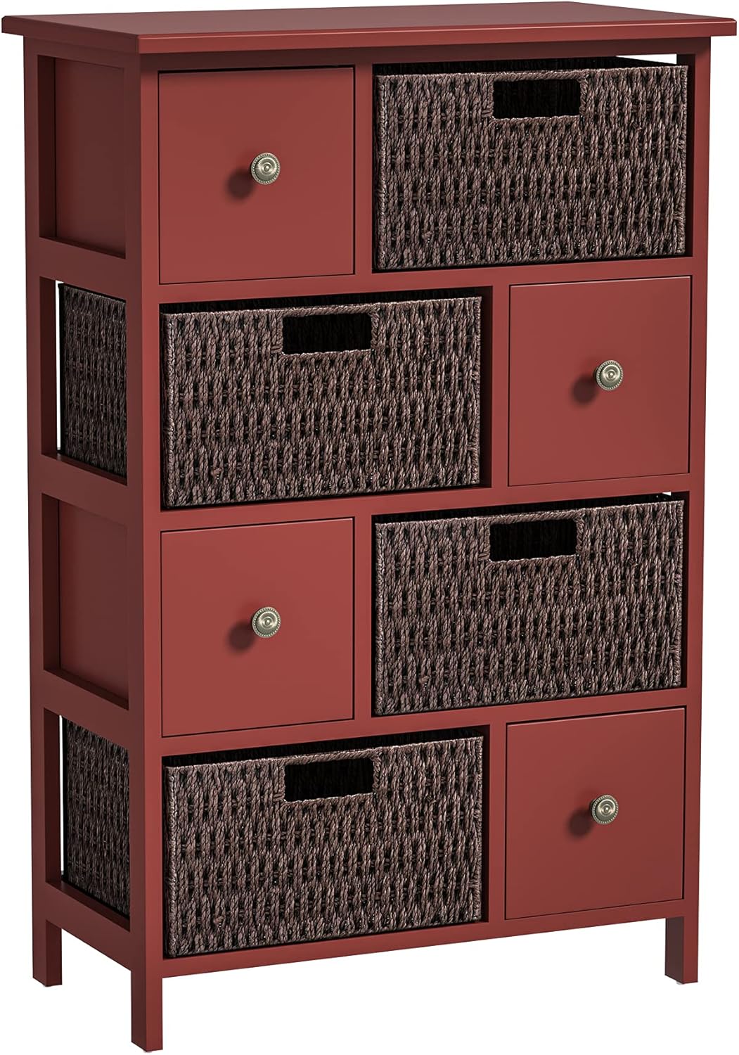 Red Storage Cabinet with 4 Drawers and 4 Baskets V5397
