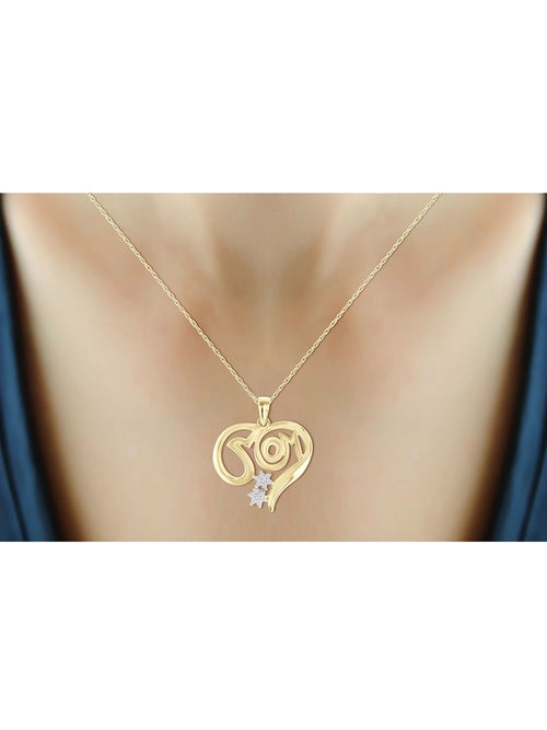 14K Gold Plated Silver Mother Daughter Necklace with White Diamonds C462
