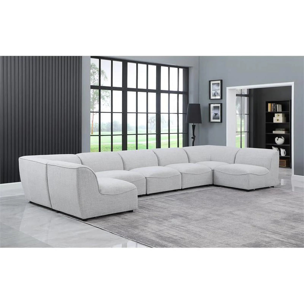 Grey Linen Textured Modular Sectional H94153