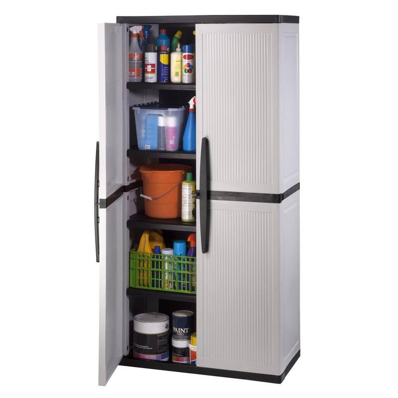 Gray Plastic Freestanding Garage Cabinet S217