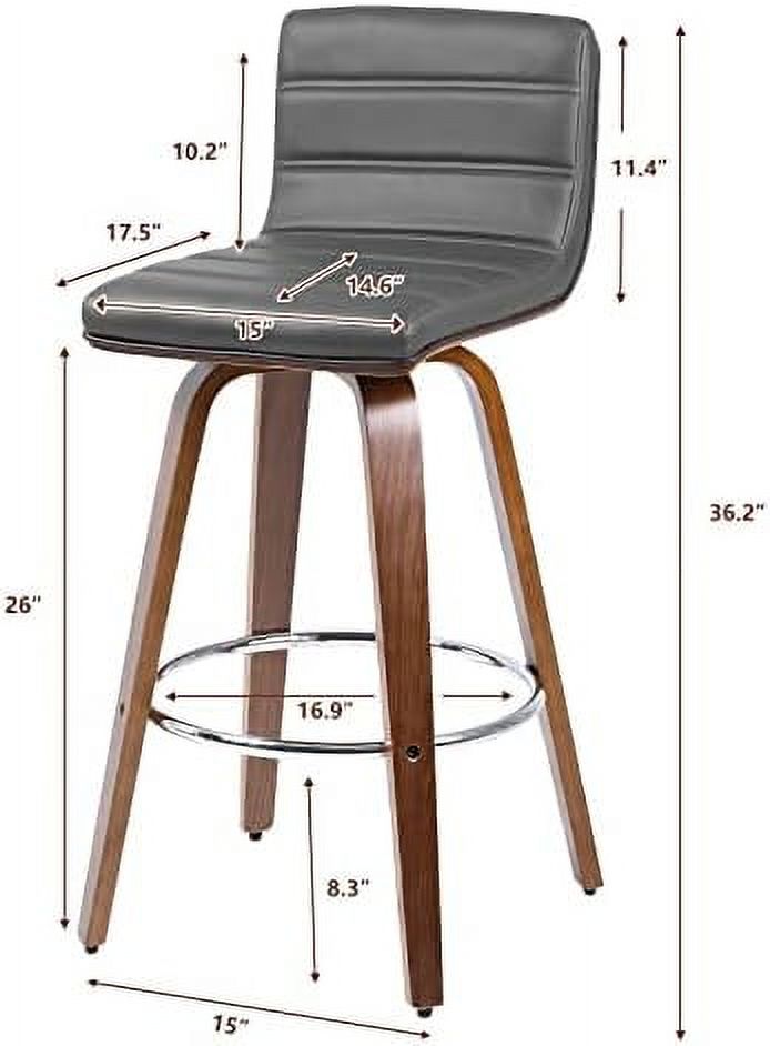 Swivel Stool with Back Set of 2 PU Leather Counter Height Stool L794