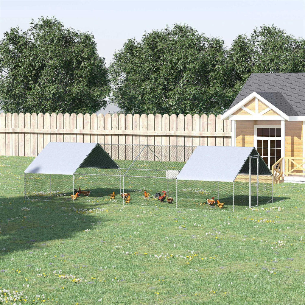 Large Metal Chicken Coop with Cover and Lockable Door F33147