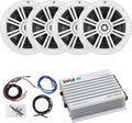 6.5 White Marine Boat Coaxial Speakers Bundle with 4-Channel Amplifier and Wiring Kit T61073