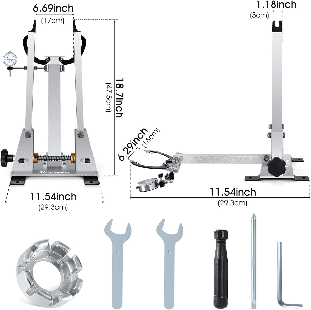 Wheel Truing Stand with Spoke Wrench for 16-29” 700C Bike Wheel G151680