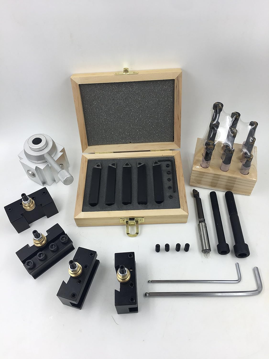 Quick Change Tool Post Holder Set with Boring Bar and Carbide Inserts H65610