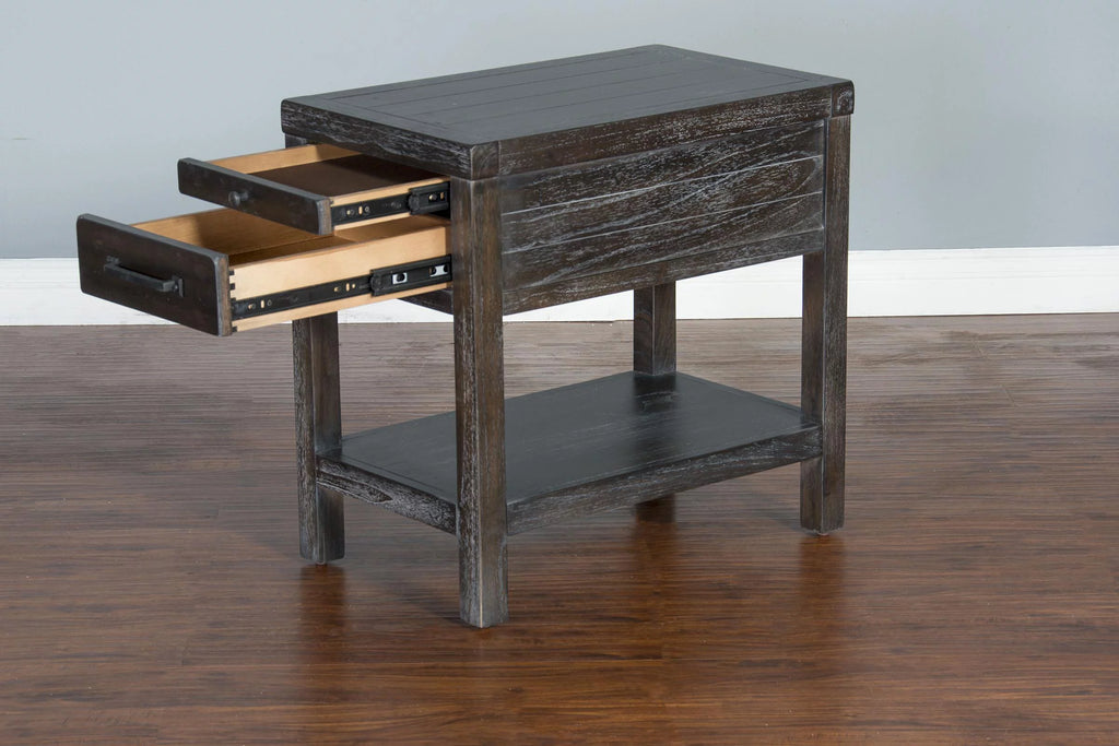 16" Mindi Wood Chair Side Table in Dark Brown Q252