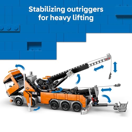 Heavy-Duty Recovery Tow Truck with Crane Building Toy C287548
