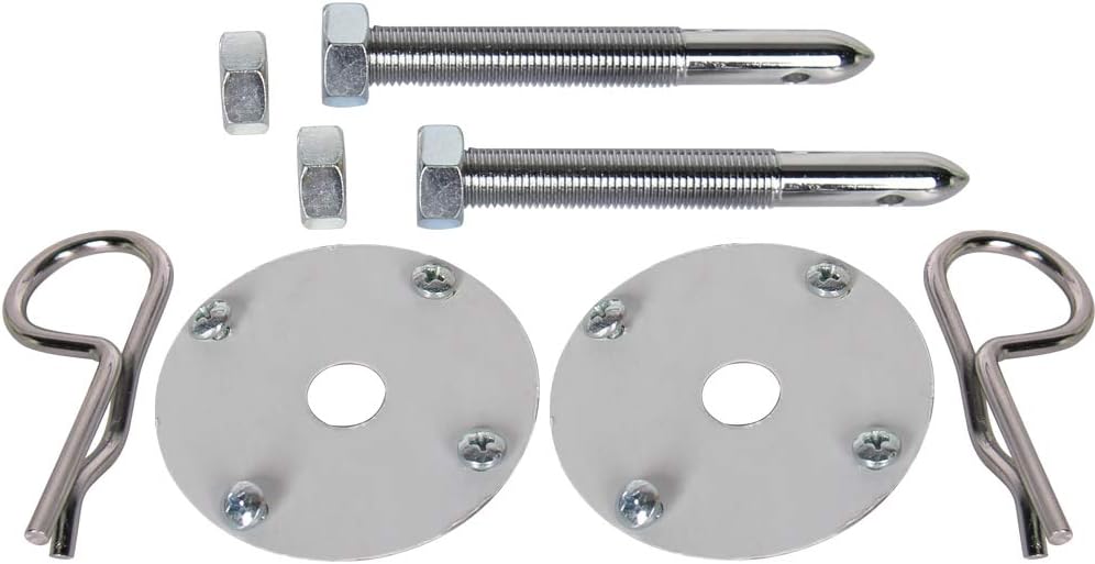 Chrome Steel Hood Pin Clip Kit 18 Pcs Pack of 2 F888899