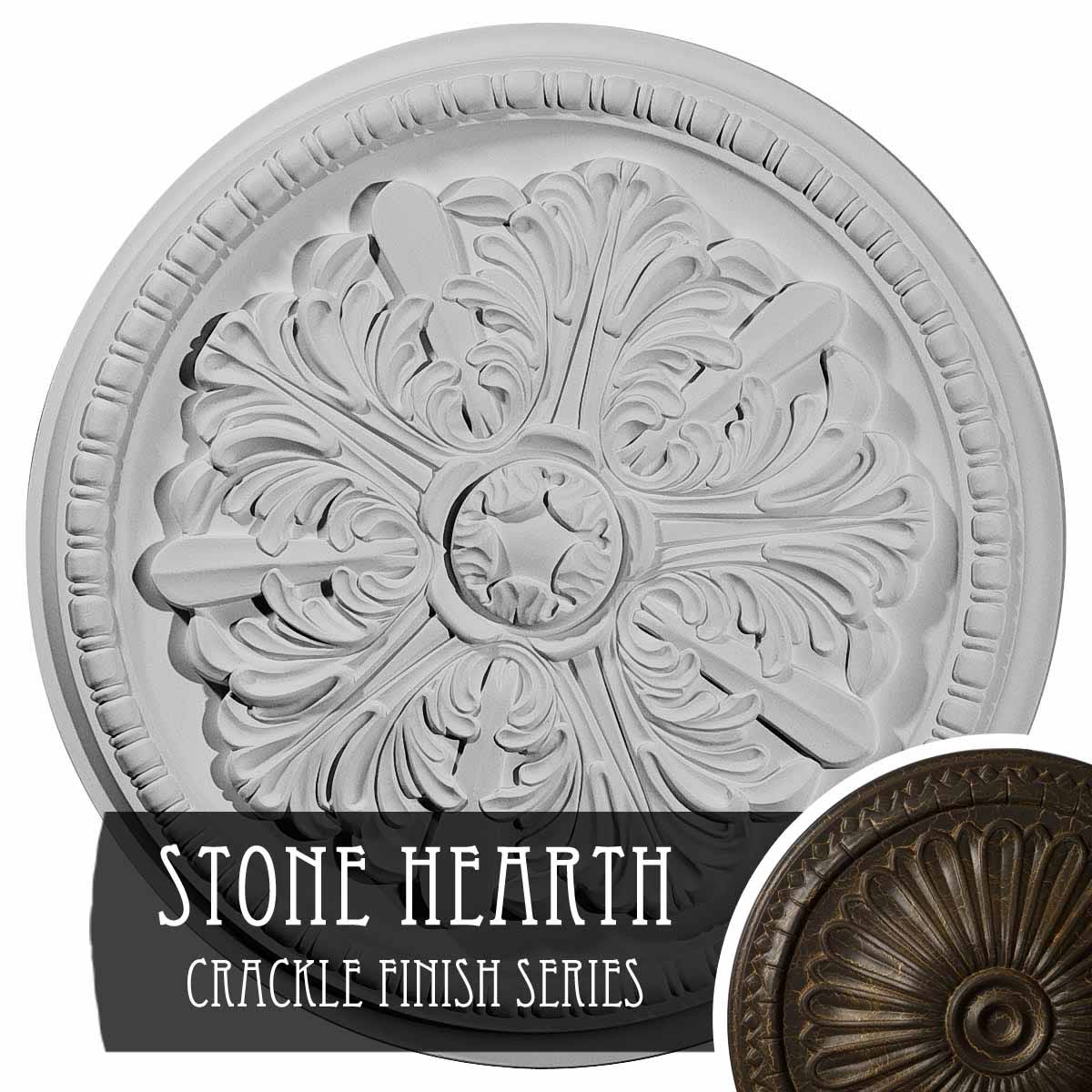 Hand-Painted Stone Hearth Crackle Ceiling Medallion I37821