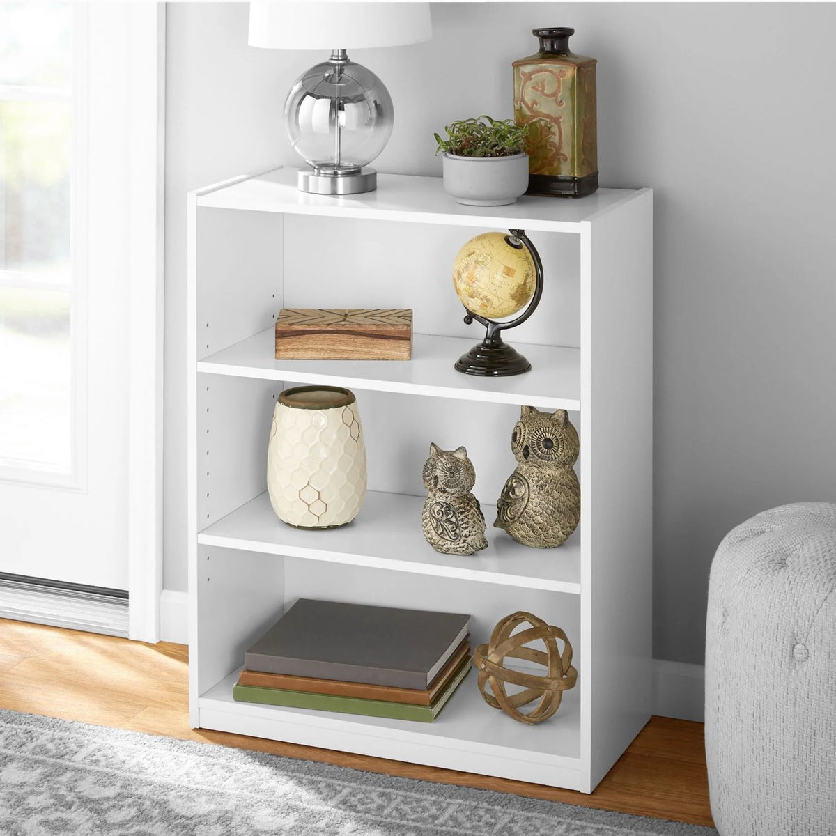 3-Shelf Bookcase with Adjustable Shelves, Black Oak L532011