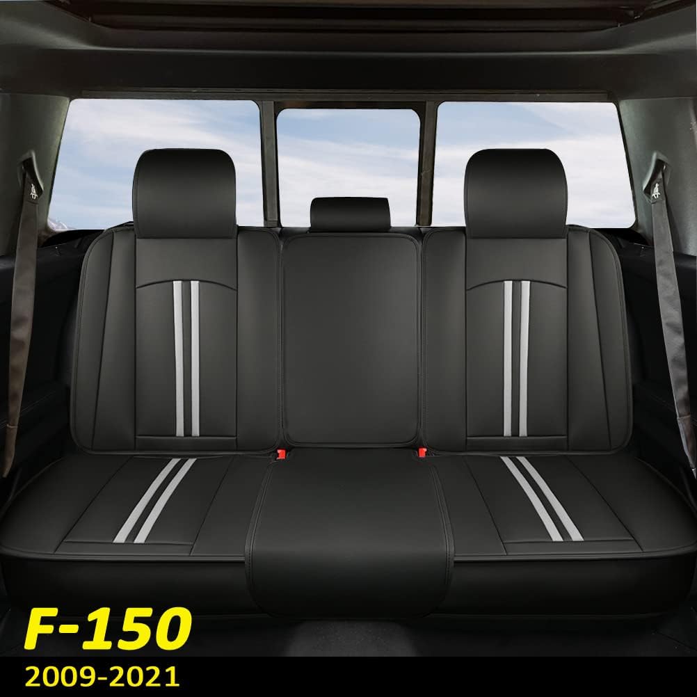 Front Seat Covers Faux Leather Pickup Trucks Seat Protectors (Black+Beige) F2043