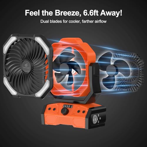 40000mAh Orange Camping Fan with LED Light N5521