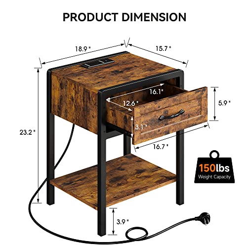 Queen Size Bed Frame with Headboard and Storage Drawers Bench, Nightstand with Storage Drawer N376