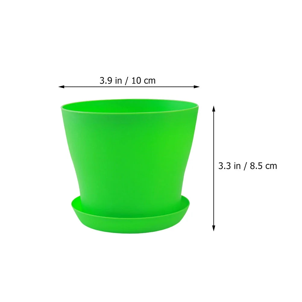 8pcs Plastic Round Flower Pot with Tray G48590