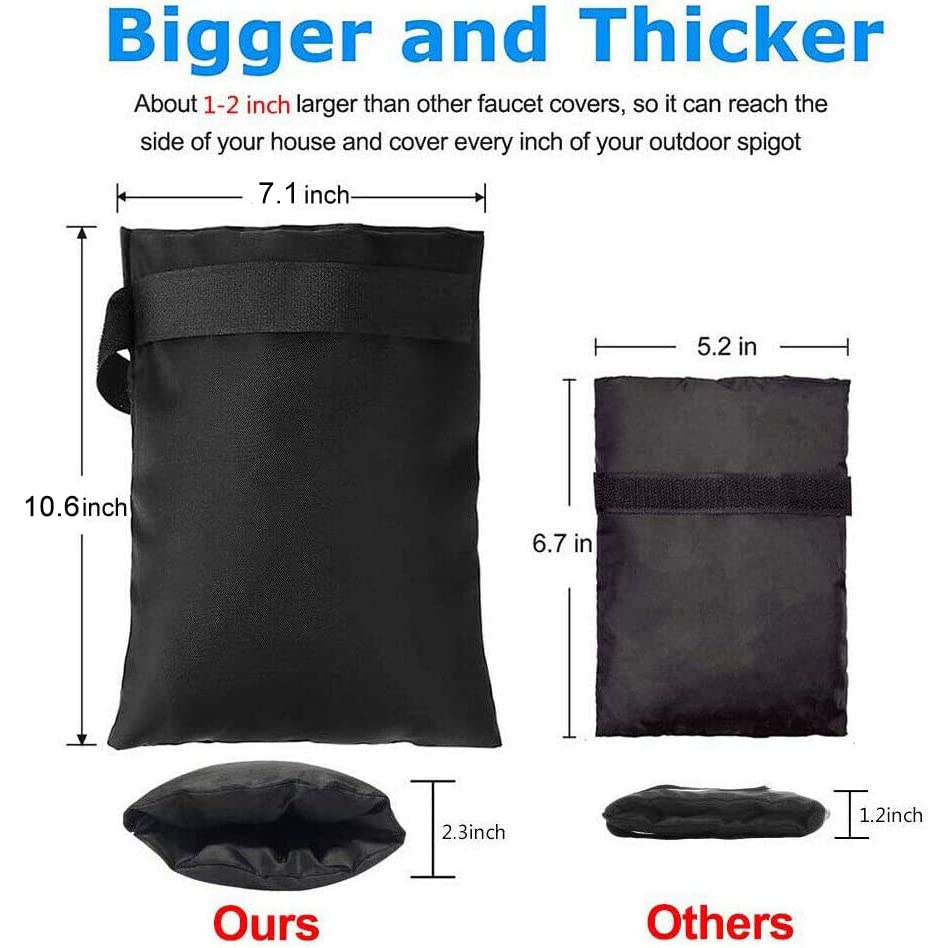 7.1''W x 9.8''H Waterproof Insulated Outdoor Faucet Cover, Black (2) O7444