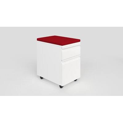 White/Red 2-Drawer Mobile Vertical Filing Cabinet M145350