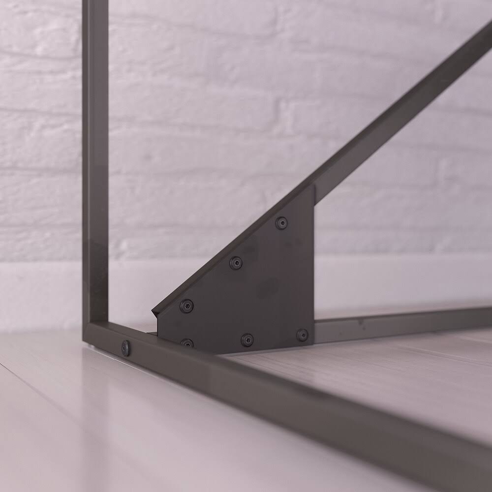 50W L Shaped Industrial Desk with 3 Drawer File Cabinet, Gray T570