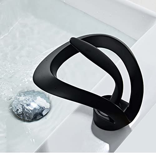 Black Solid Brass Single Handle 1-Hole Bathroom Vessel Sink Faucet J848