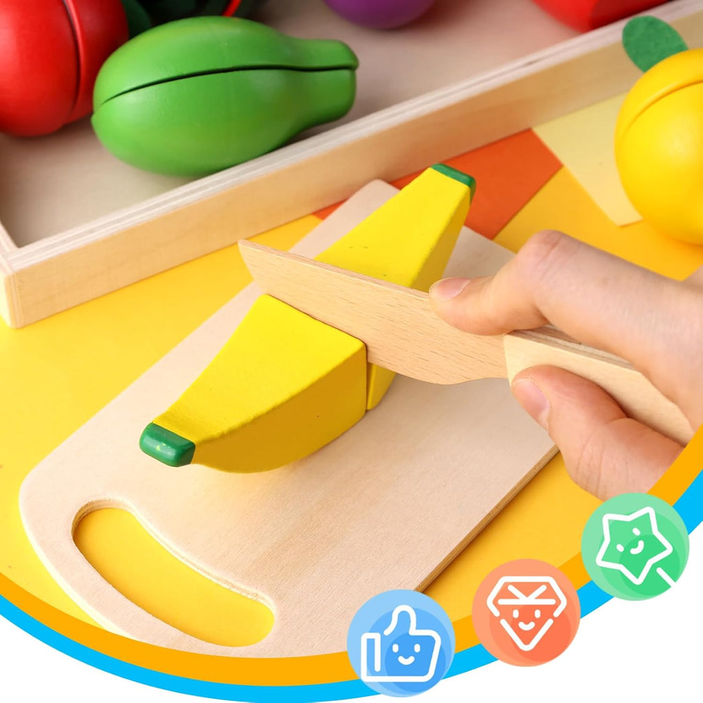 Wooden Play Food Set with Wooden Tray Z3152