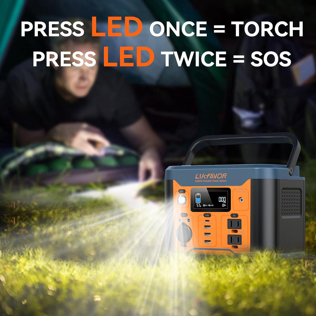 Portable Power Station 300W 296Wh Pure Sine Wave AC Outlet K27325