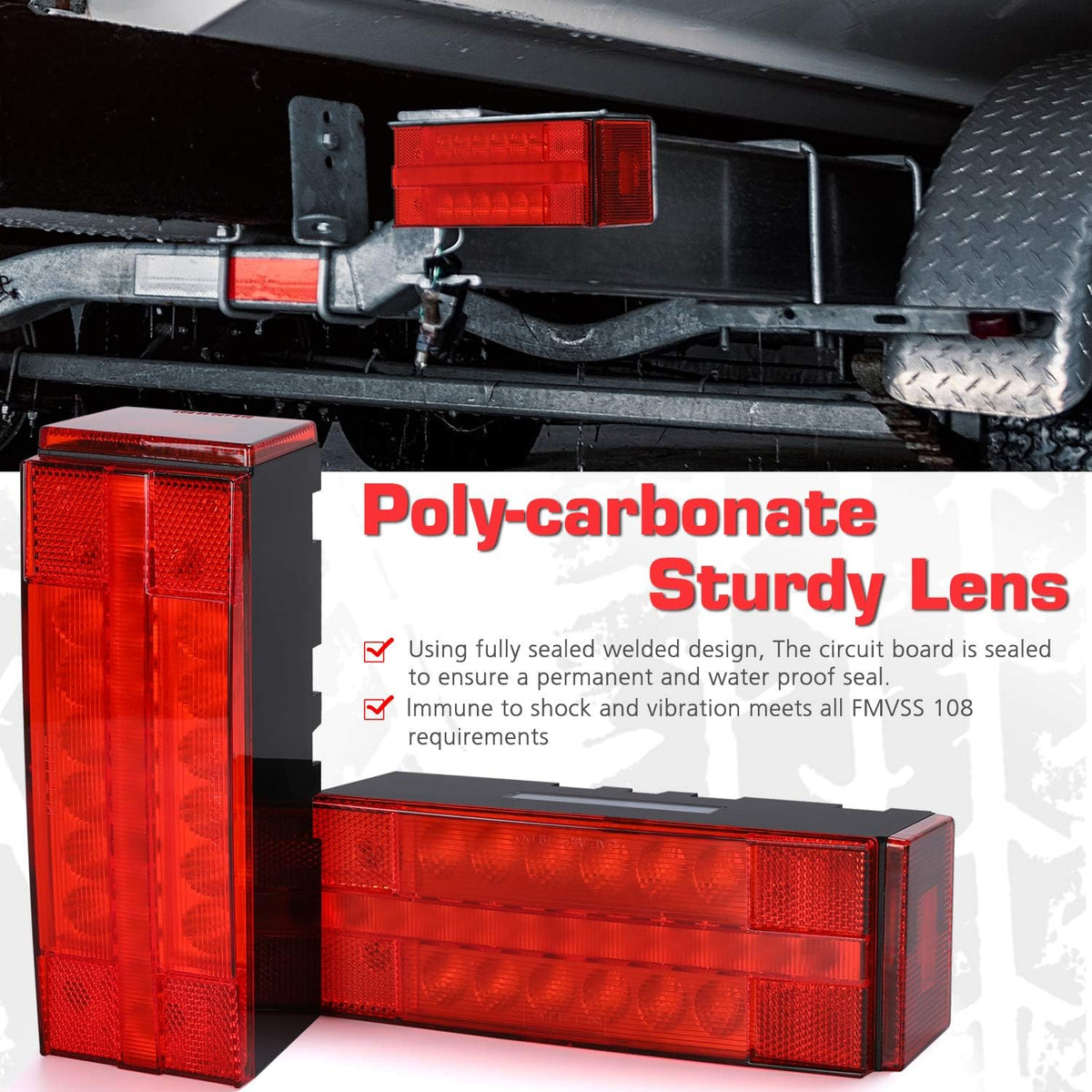 Submersible LED Trailer Light Kit, Waterproof Tail Lights T94128