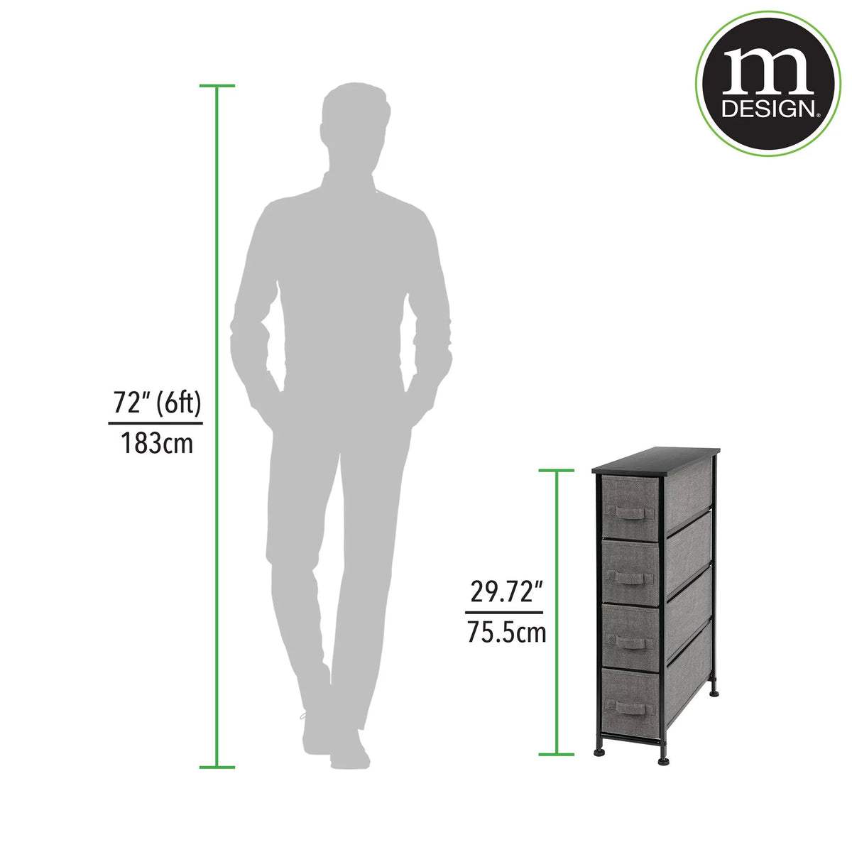Narrow 4 Fabric Drawers Dresser S759