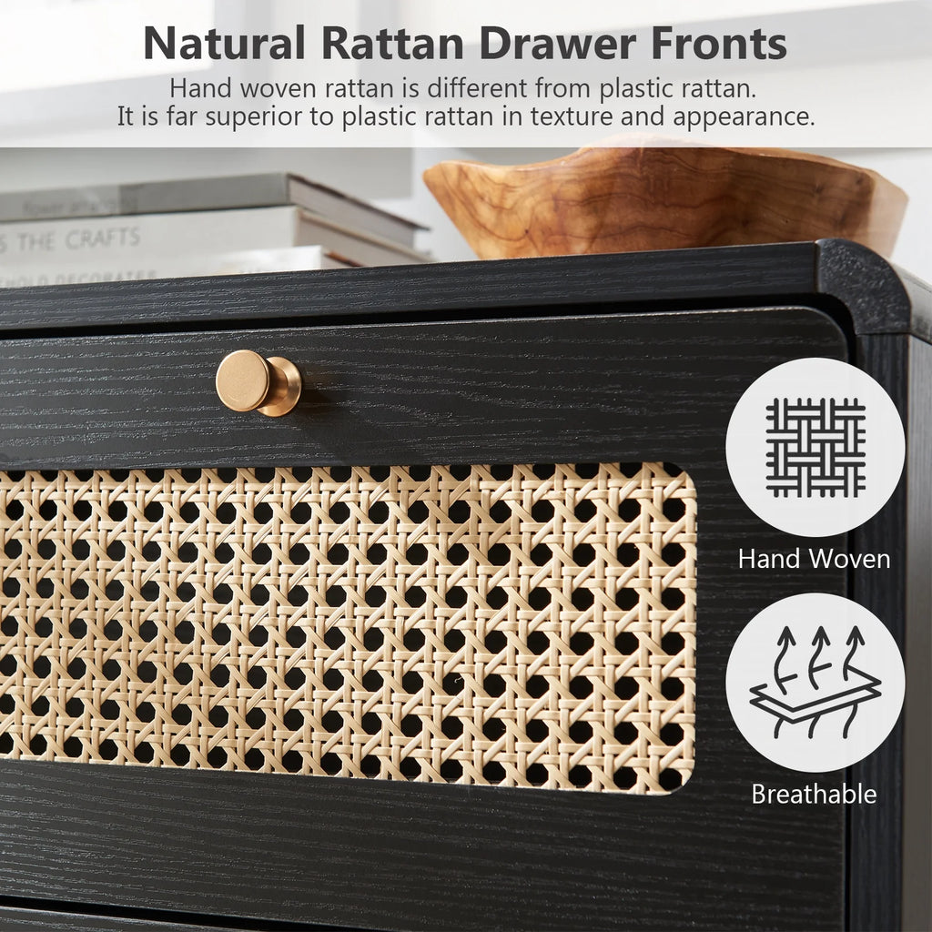 4 Drawer Natural Rattan Wood Dresser K180022