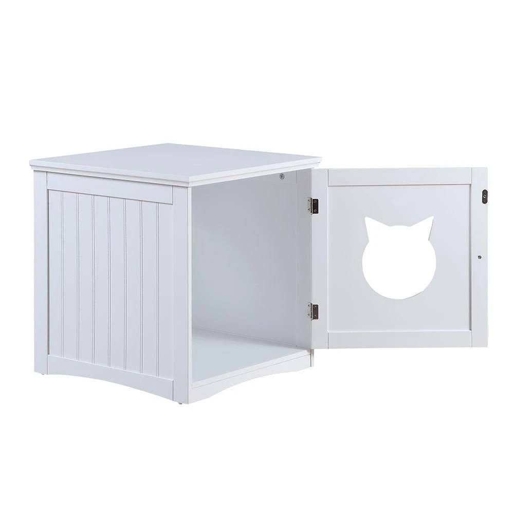 White Cat House Side Table Nightstand Pet House P7169