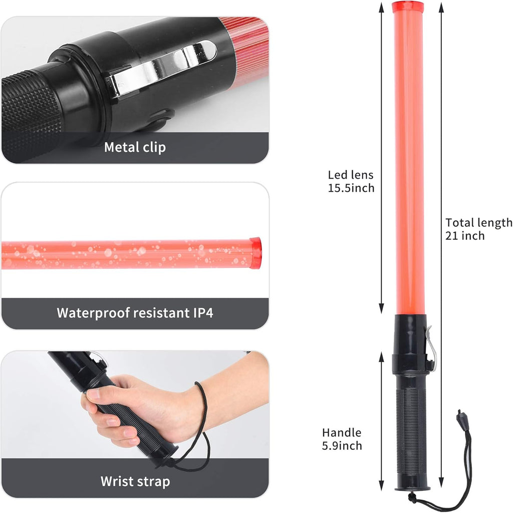 8 Pack 21-inch Safety Traffic Control Wand with 2 Flashing Modes X16337