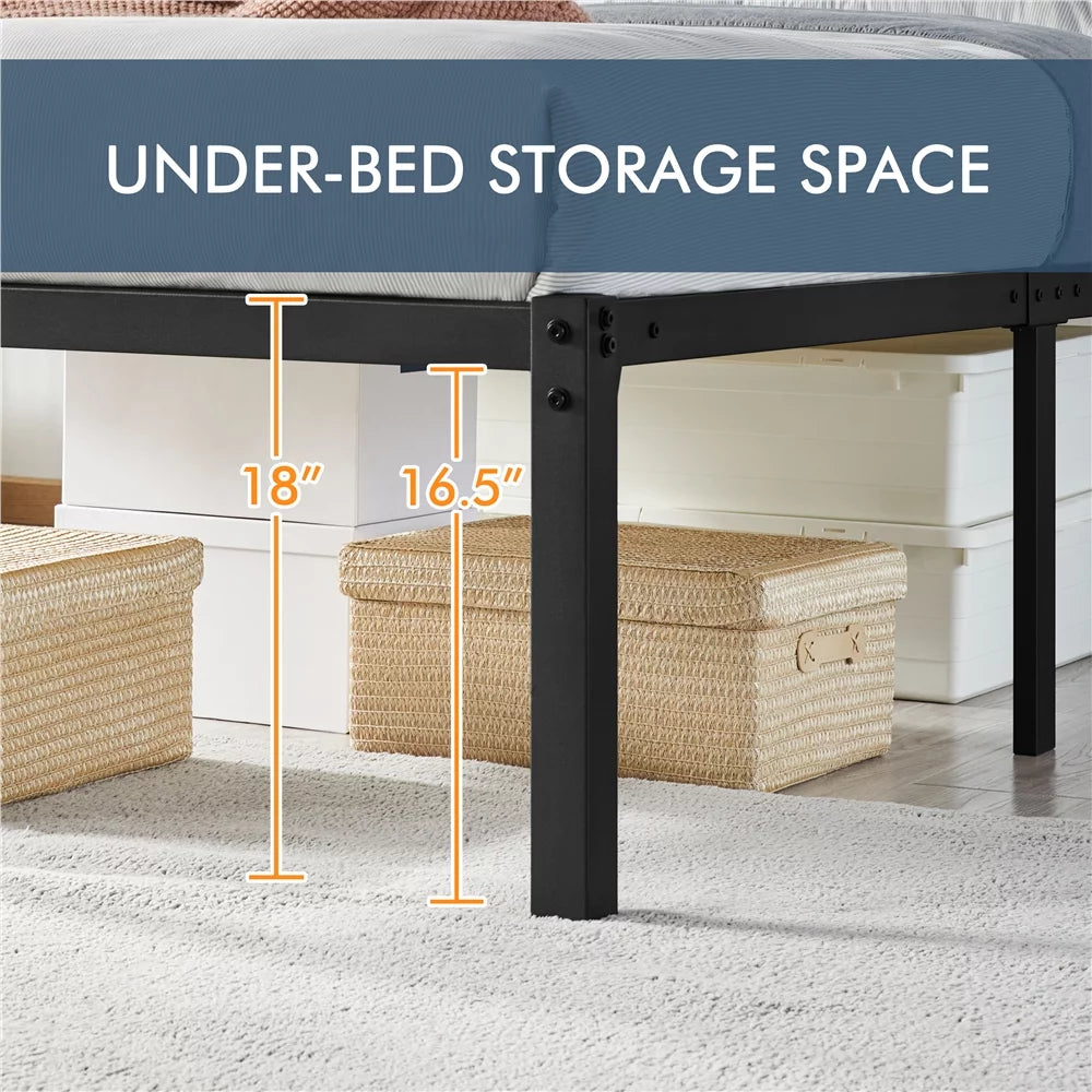 Queen Metal Platform Bed Frame with Steel Slat Support O9078