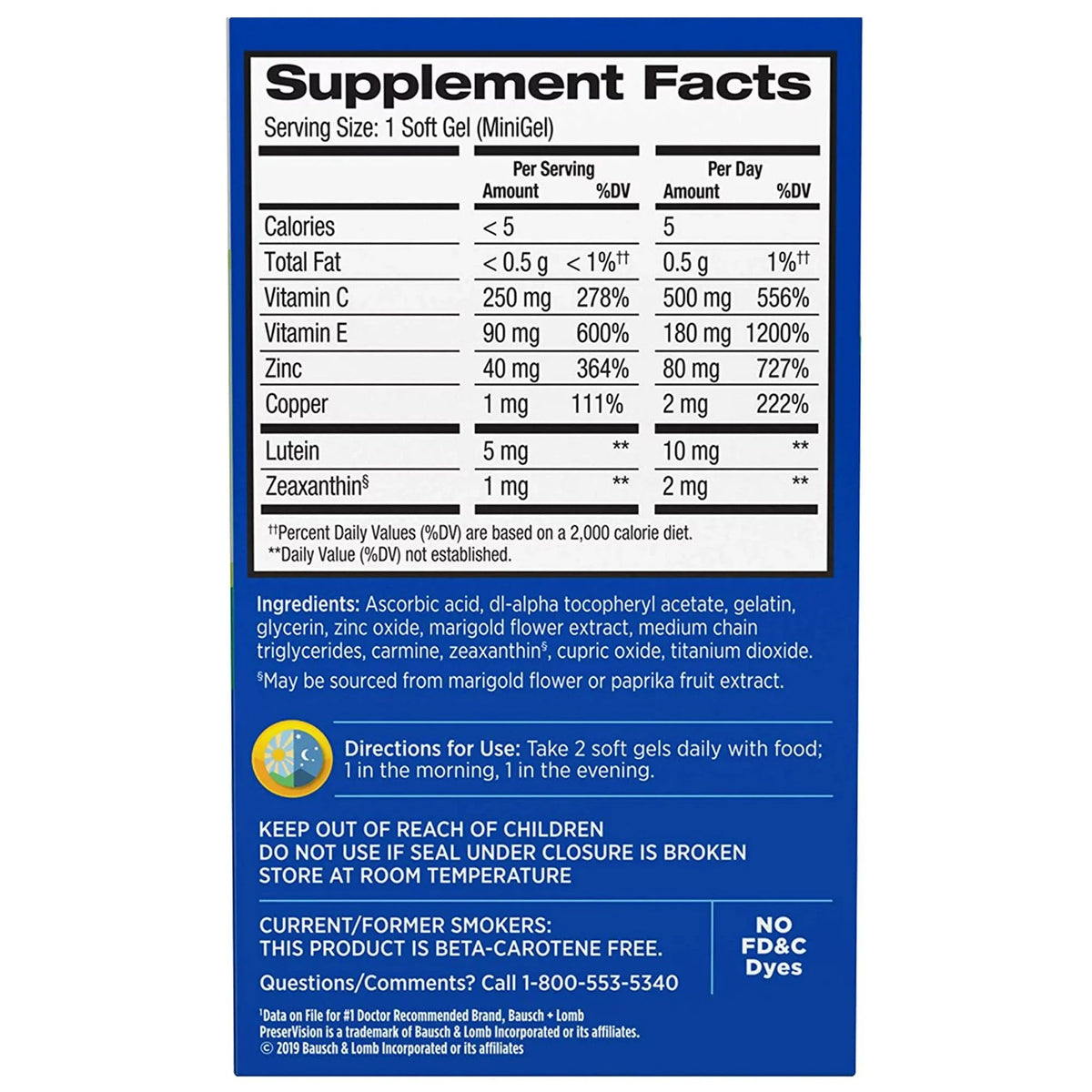 Ascorbic Acid Vitamin E Eye Supplement I2198