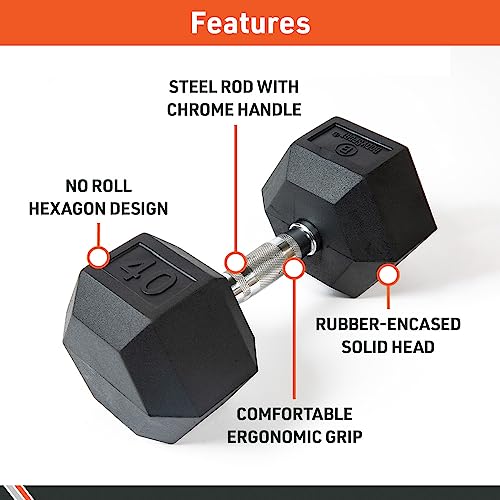 Pair Rubber Encased Hex Dumbbell H5022