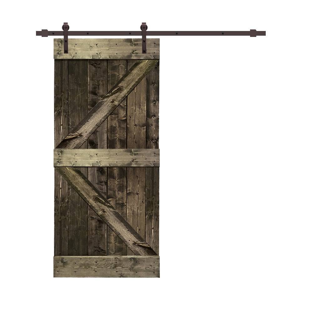 Colonial Maple Stained Wood Sliding Barn Door with Hardware Kit T555110
