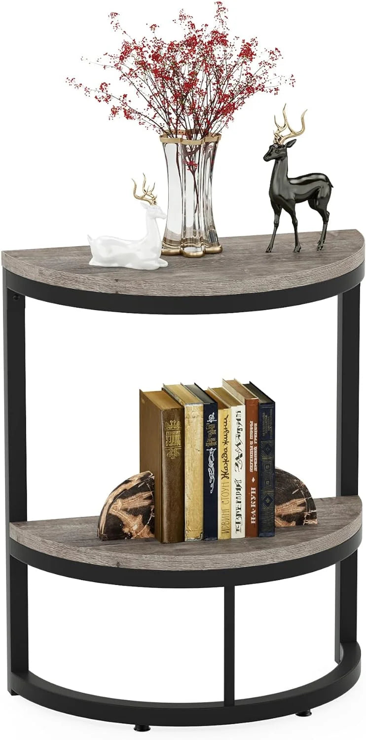 2-Tier Half Round Wood End Table V6256