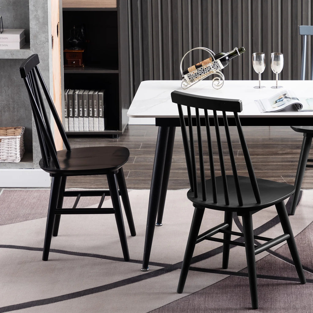 Black Wood Dining Chairs Set of 2 I755