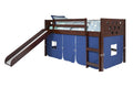 Dark Cappuccino Twin Low Loft Bed with Blue Tent Kit L22708