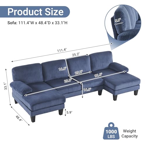 Forest Green Chenille 4-Seat U Shaped Sectional Sofa L72340