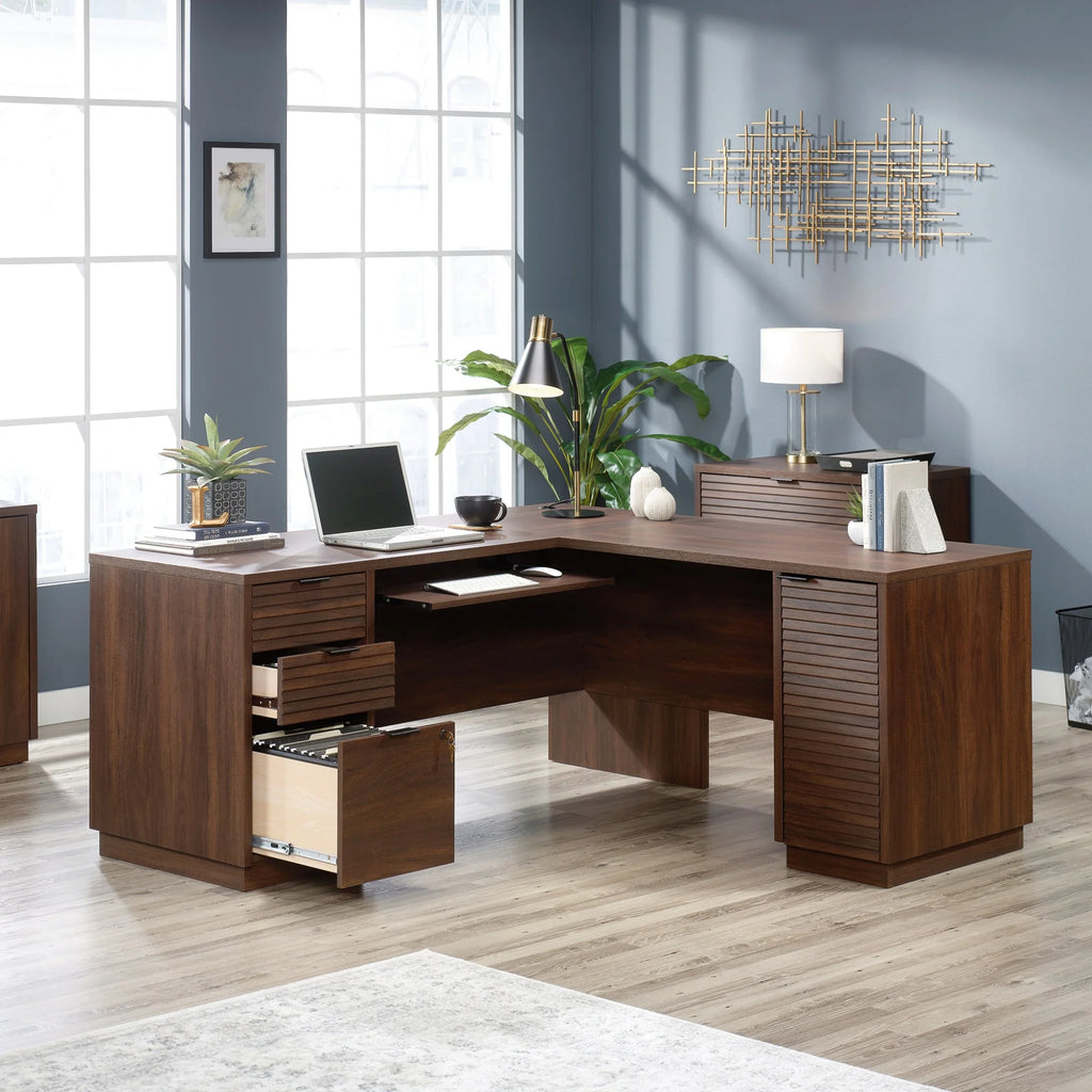 L-Shaped Engineered Wood Desk H1054
